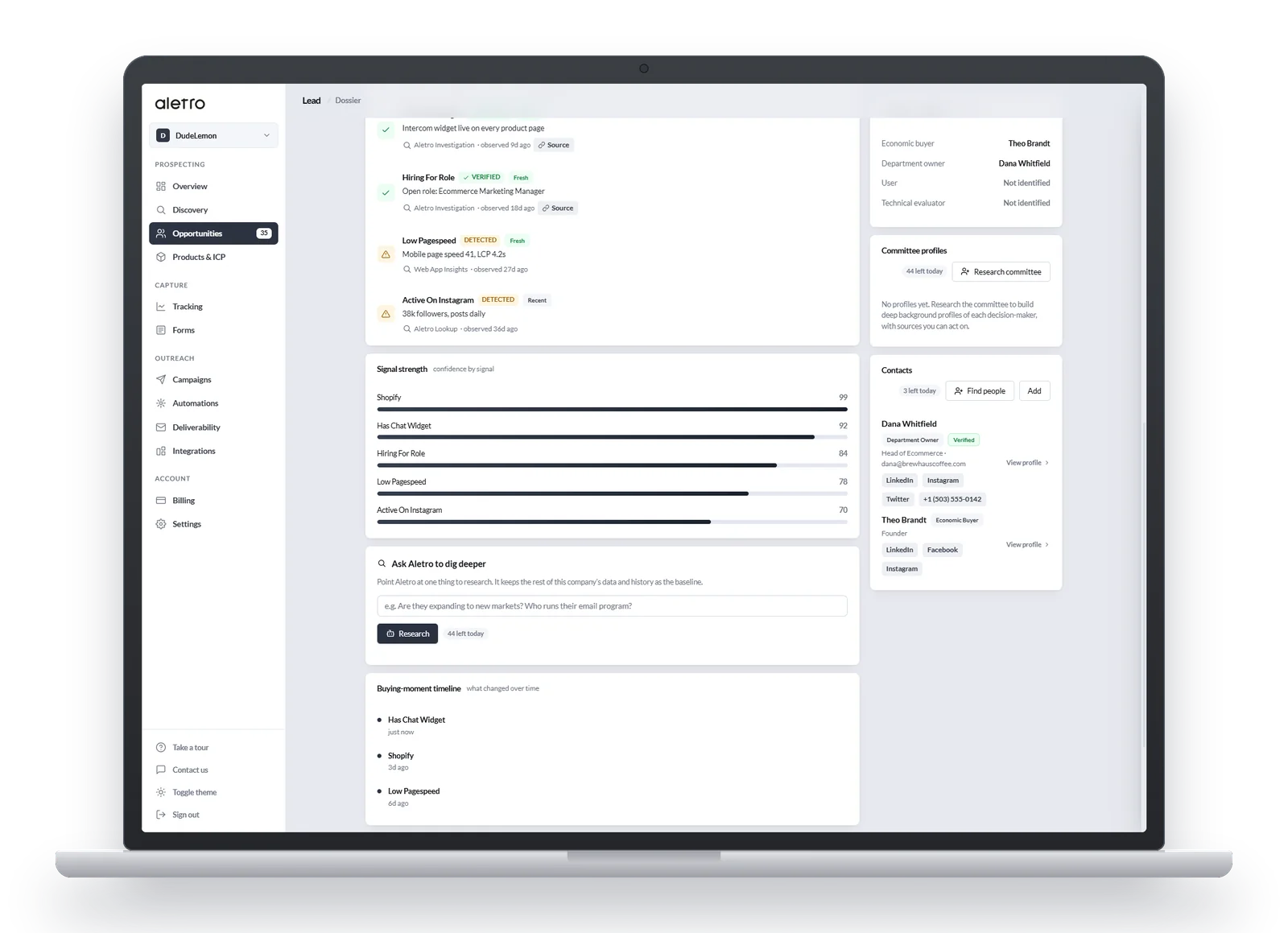 Aletro opportunity brief with why-now and proof ledger