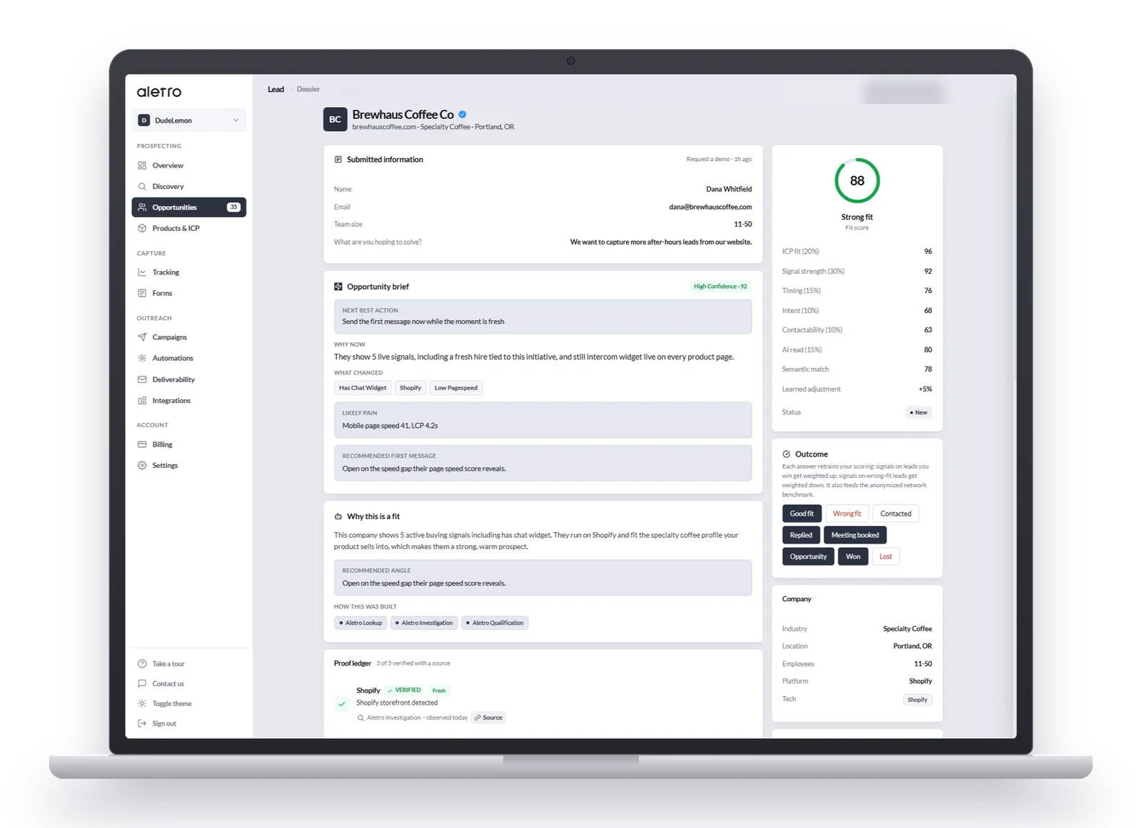 Aletro investigating a company across its public footprint